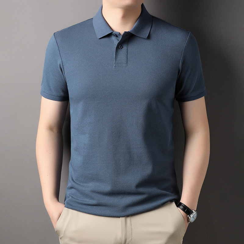 ฤดูร้อนซินเจียงผ้าฝ้ายแขนสั้นเสื้อยืดสําหรับผู้ชายสีทึบแฟชั่นสบาย ๆ คอปกเสื้อโปโลเสื้อผู้ชายเสื้อกล้ามผู้ชาย